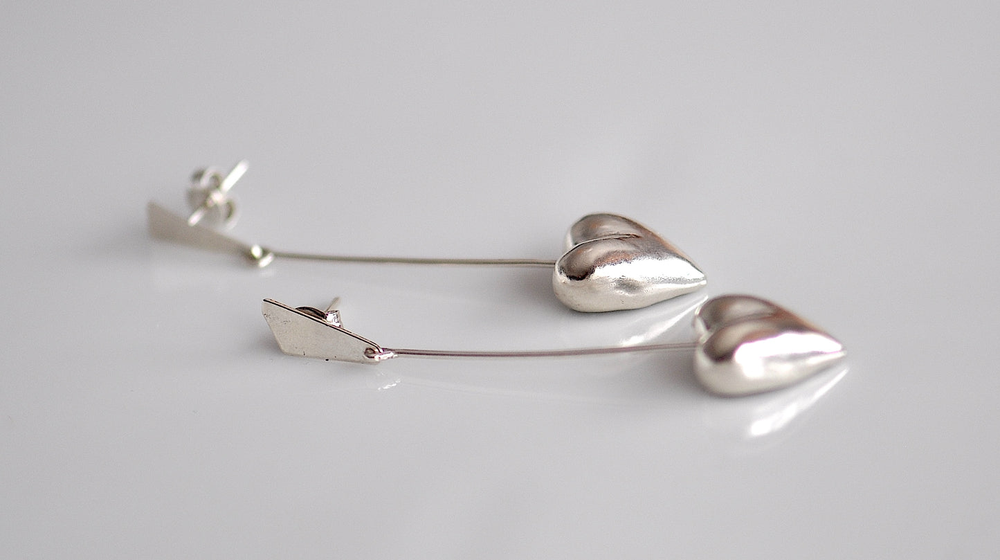 Big Silver Hearts Dangle earrings