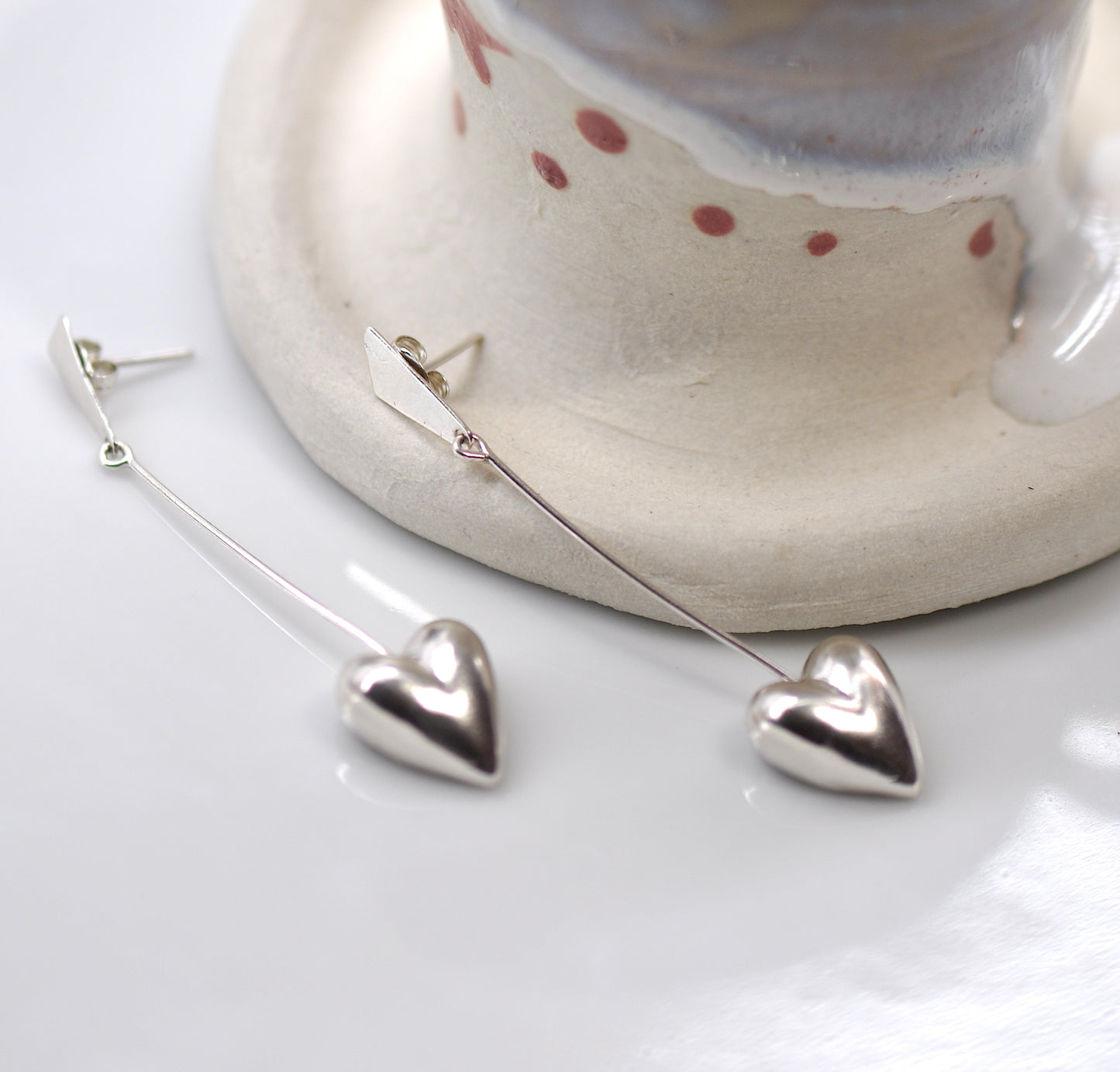 Big Silver Hearts Dangle earrings