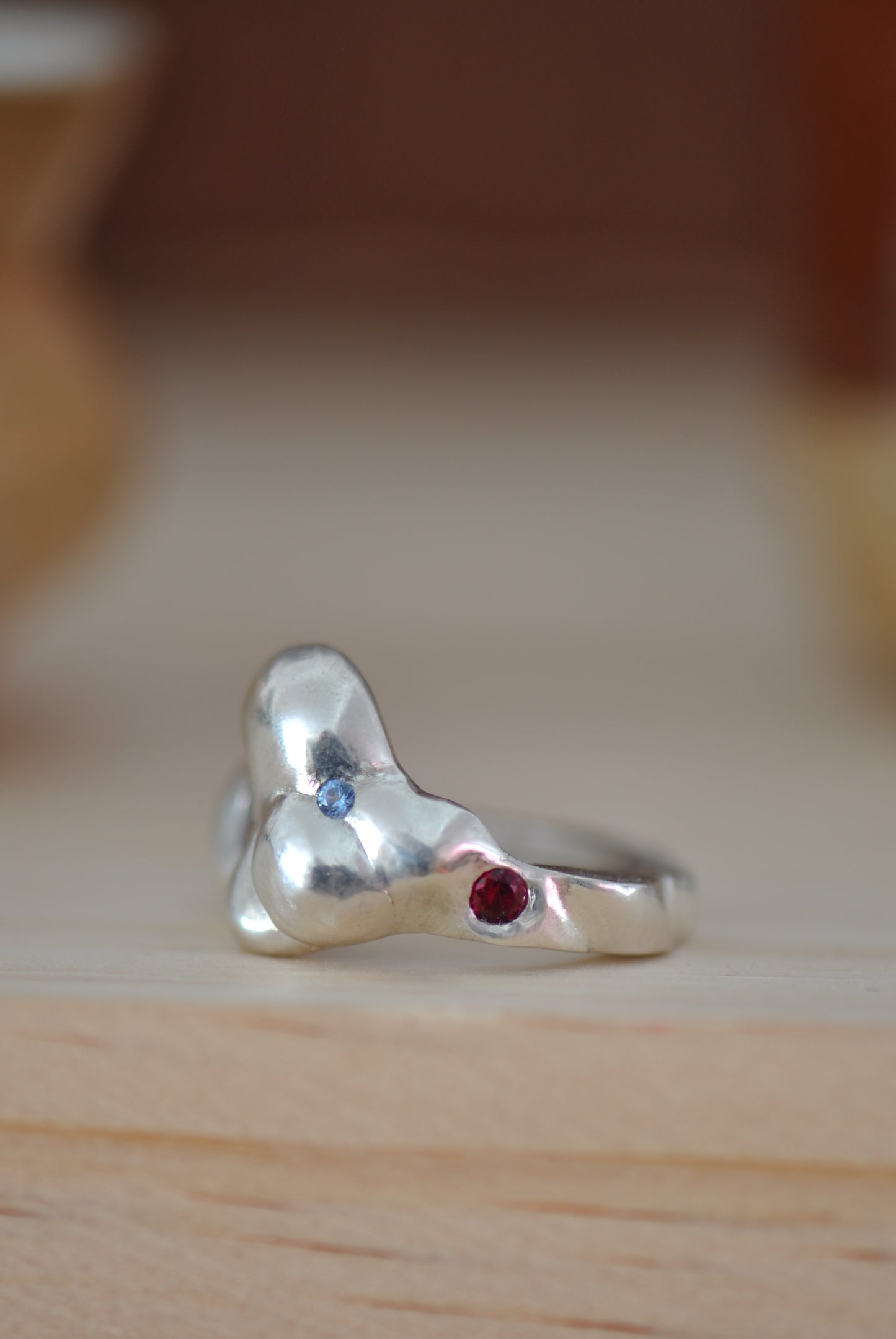 Sterling Silver Cloud Shaped Multi Gemstone Ring