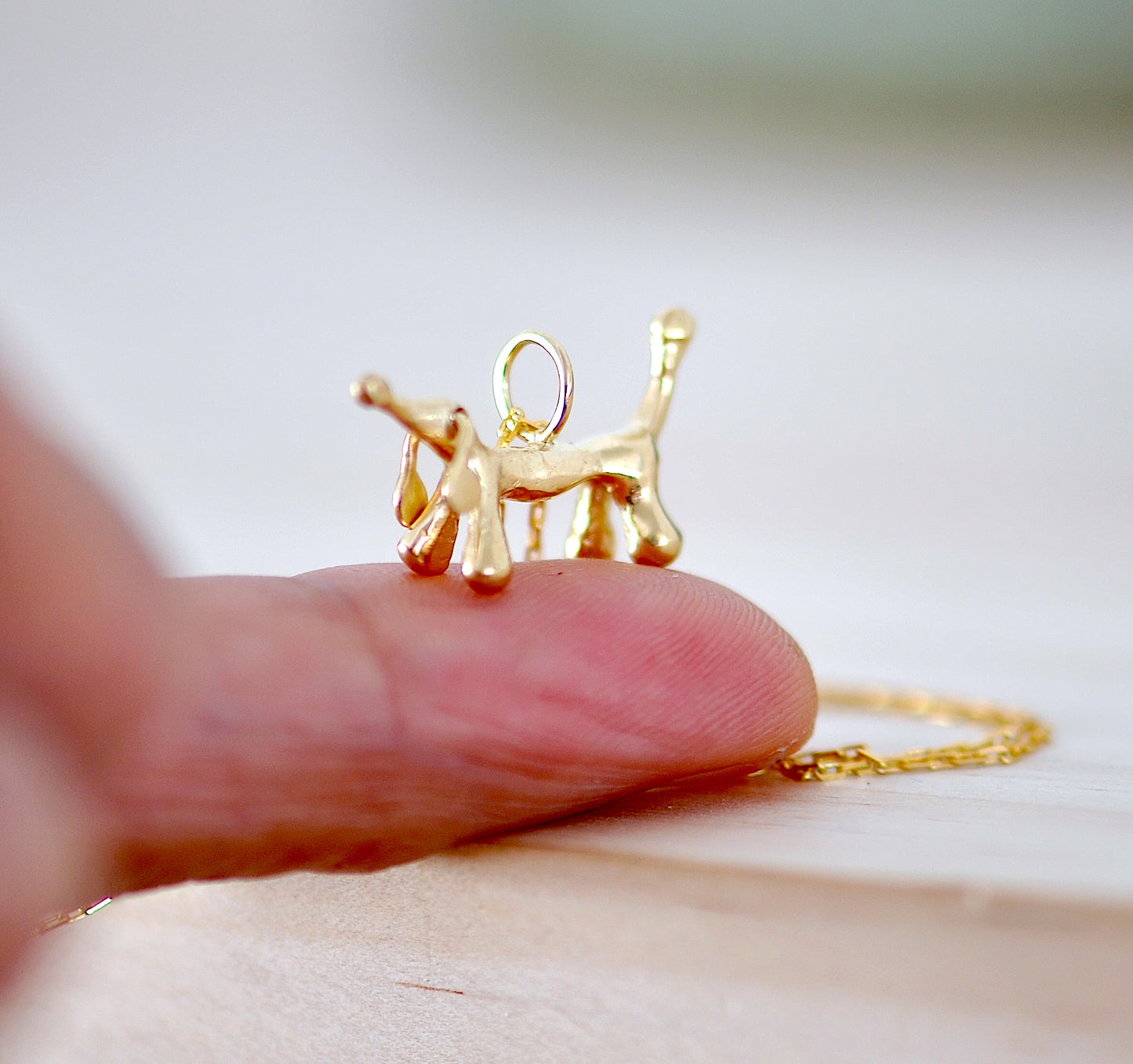 Whimsical 14k Gold Dachshund Charm Necklace