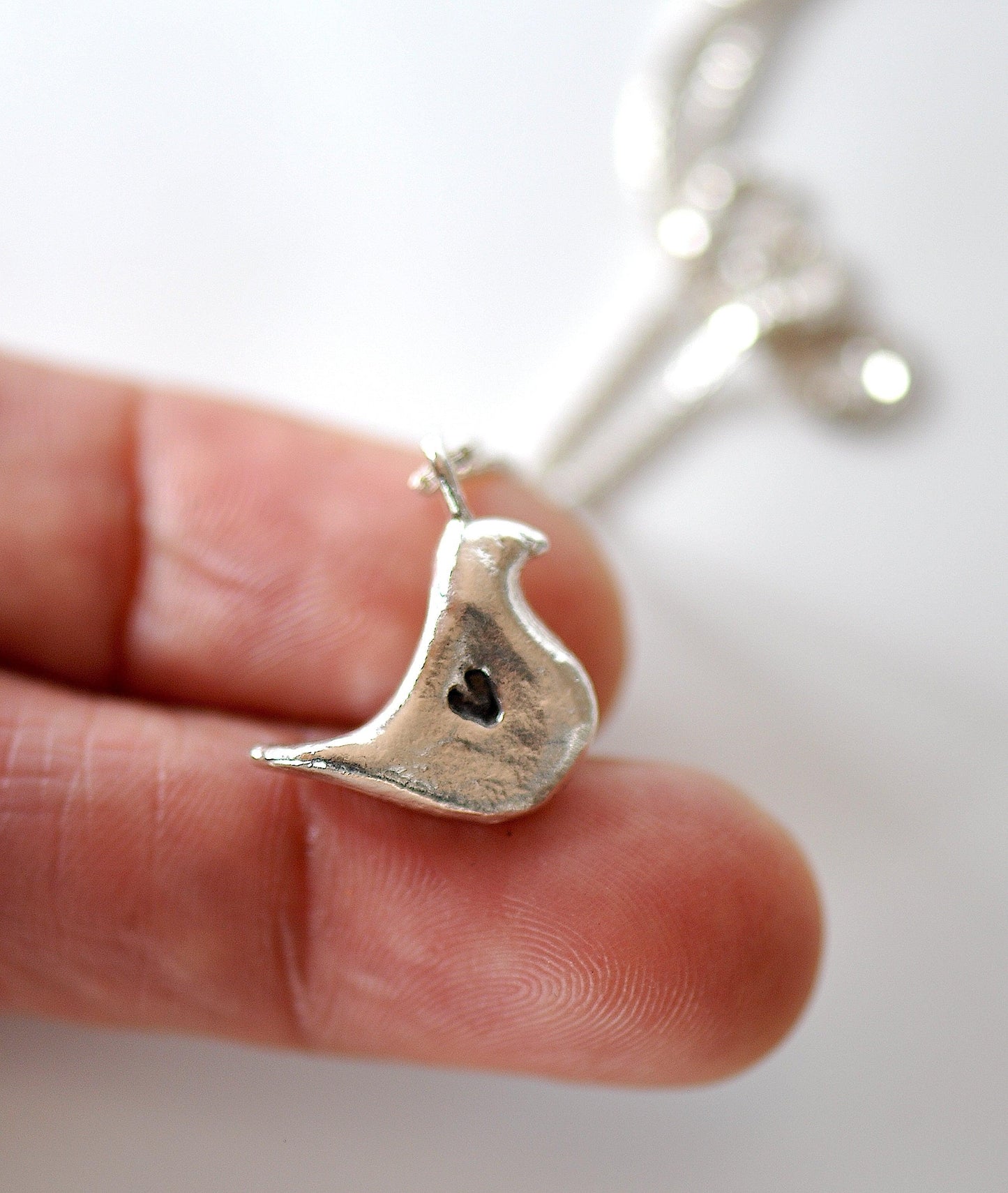 Dainty Bird Charm Necklace In Sterling Silver