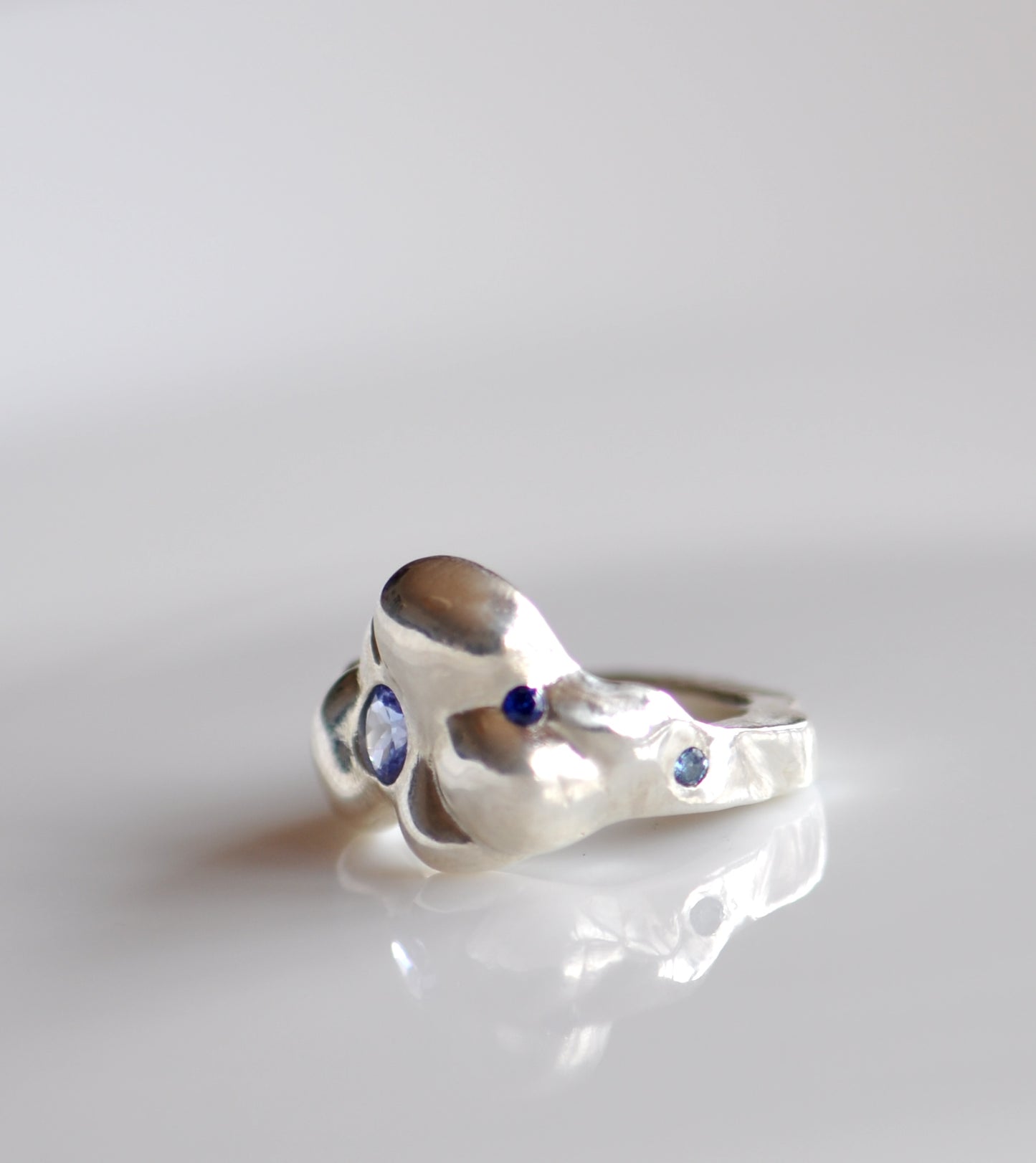 Sterling Silver Cloud Shaped Multi Gemstone Ring