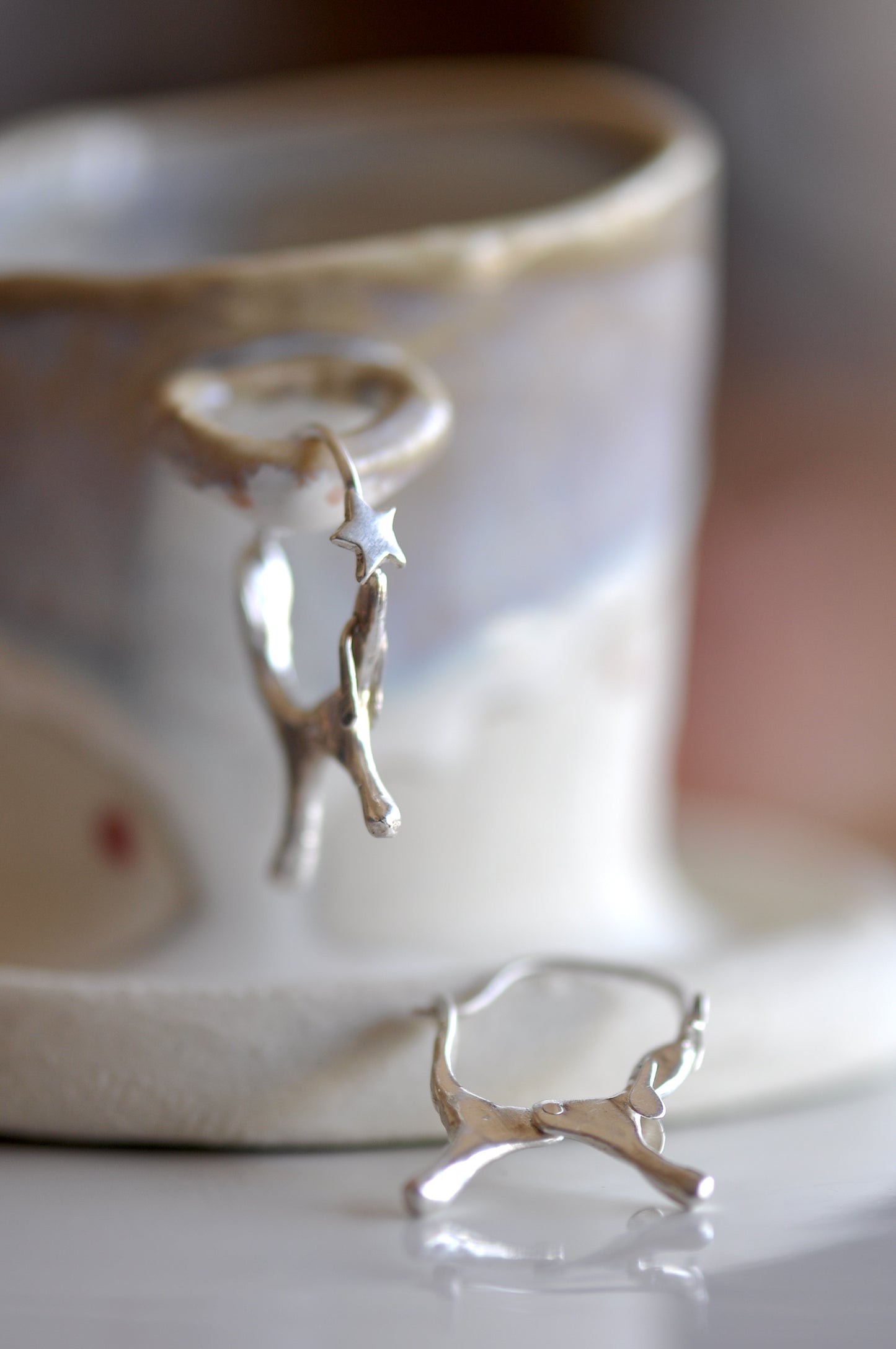 Sterling Silver Dog Shaped Hoop Earrings