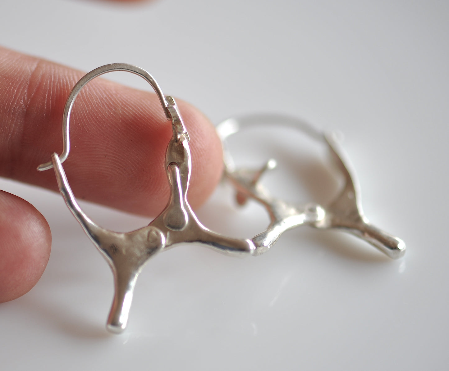 Sterling Silver Dog Shaped Hoop Earrings