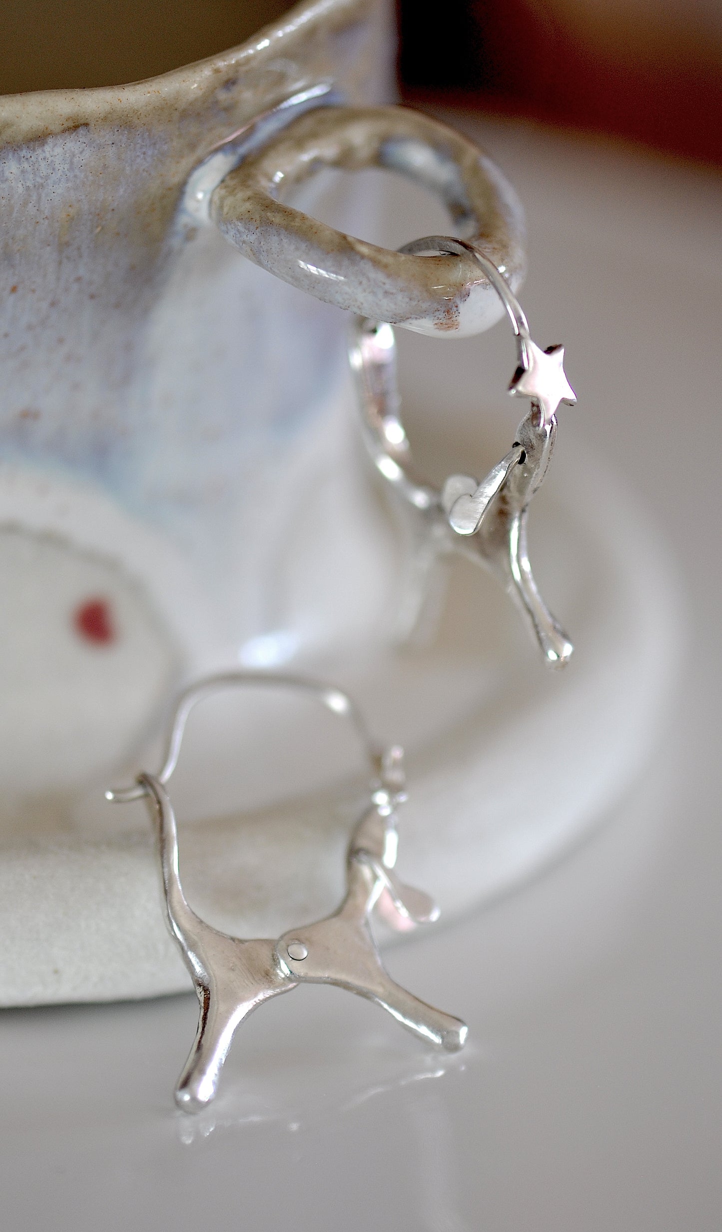 Sterling Silver Dog Shaped Hoop Earrings