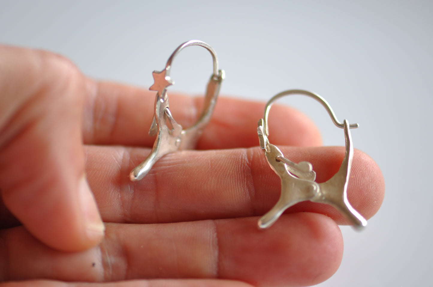 Sterling Silver Dog Shaped Hoop Earrings