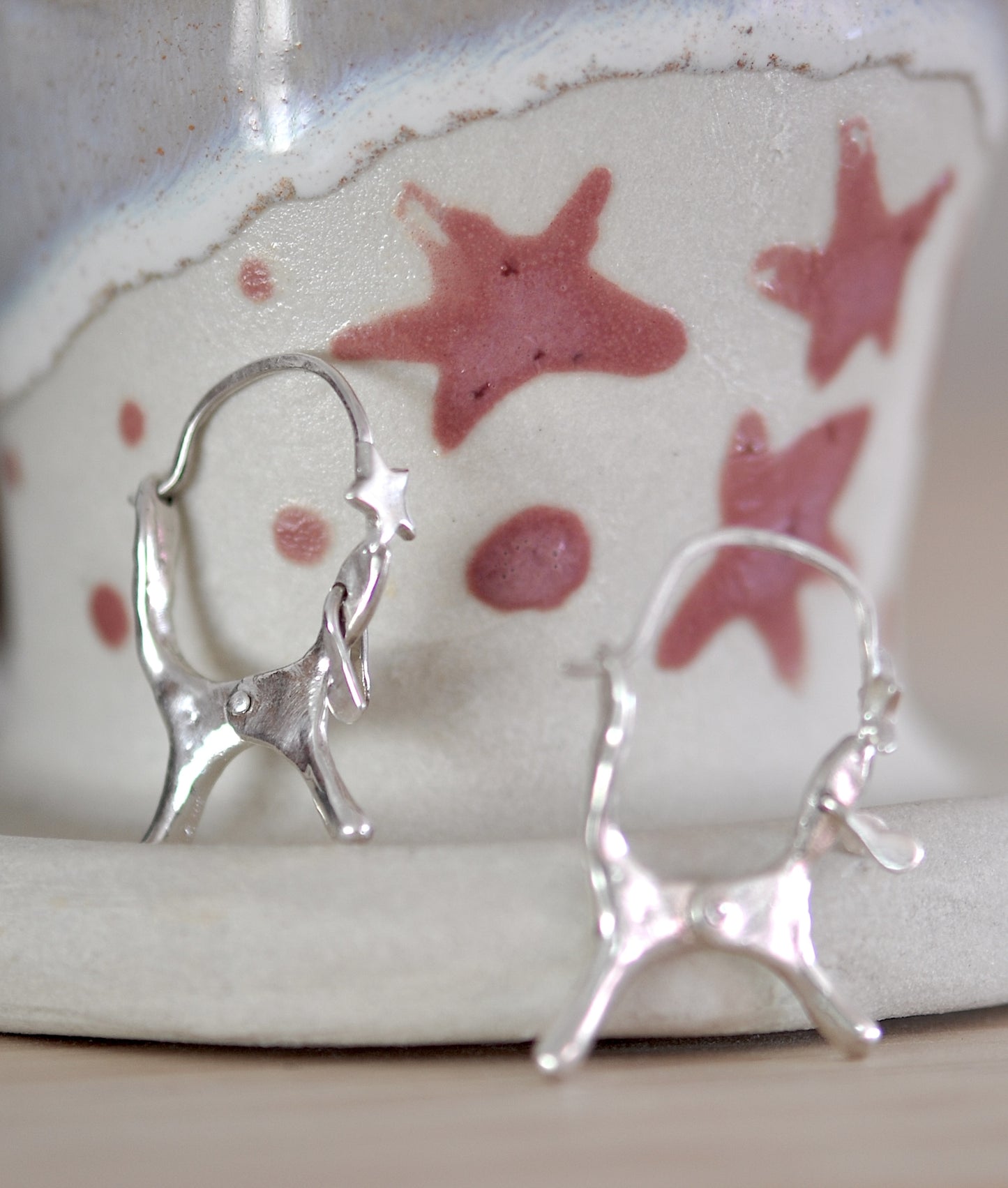 Sterling Silver Dog Shaped Hoop Earrings