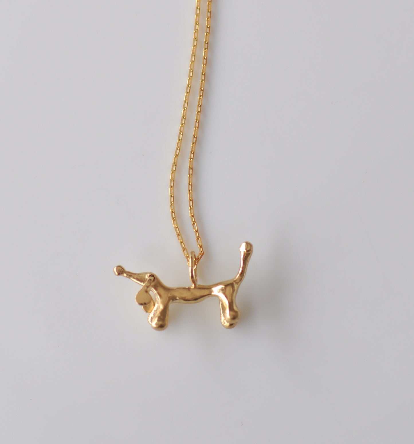 Whimsical 14k Gold Dachshund Charm Necklace