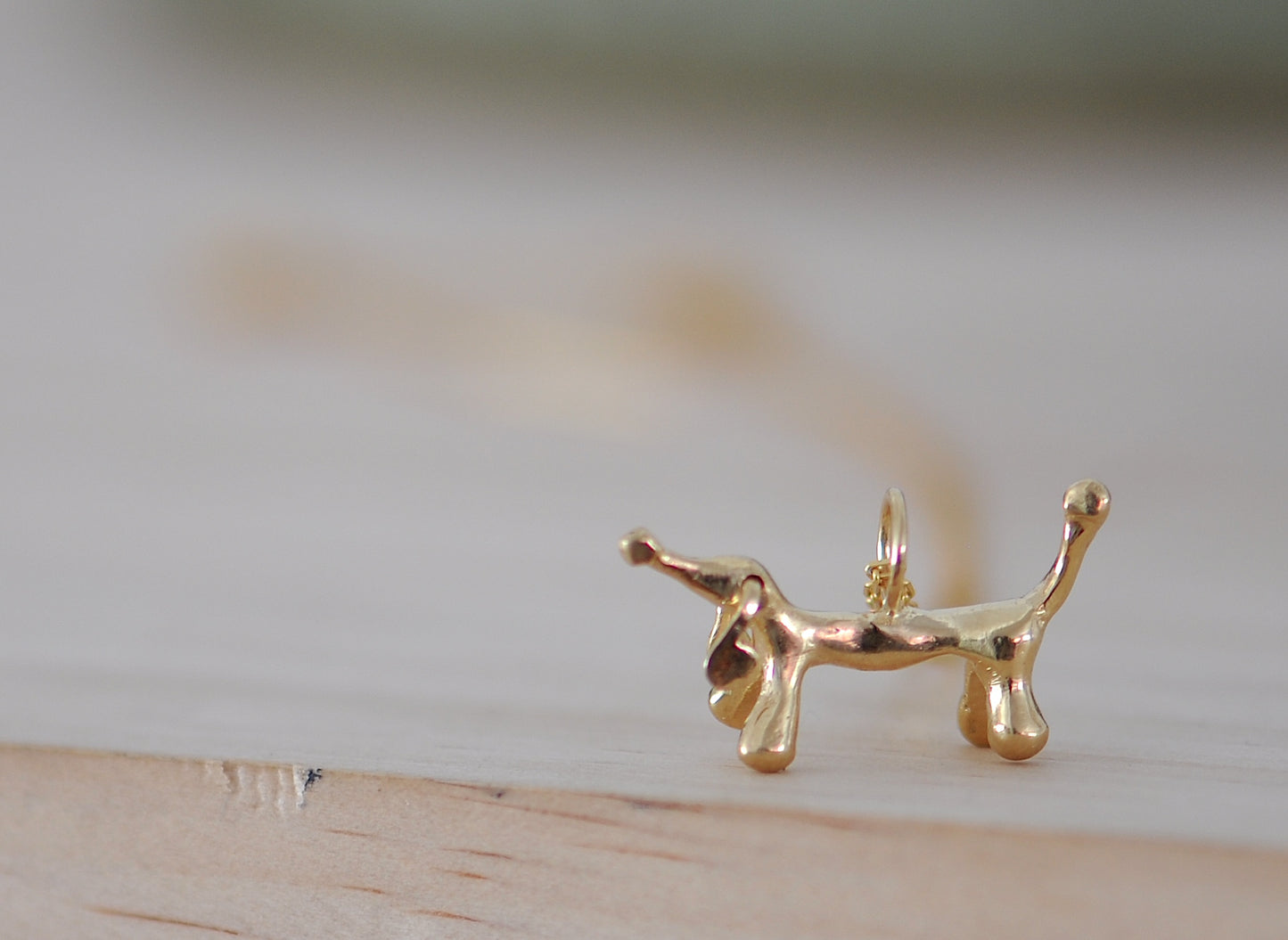 Whimsical 14k Gold Dachshund Charm Necklace