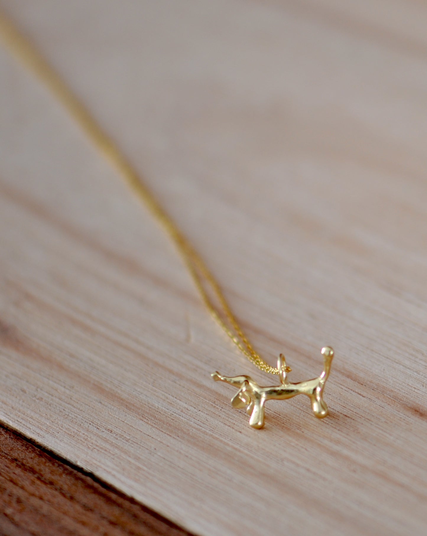 Whimsical 14k Gold Dachshund Charm Necklace