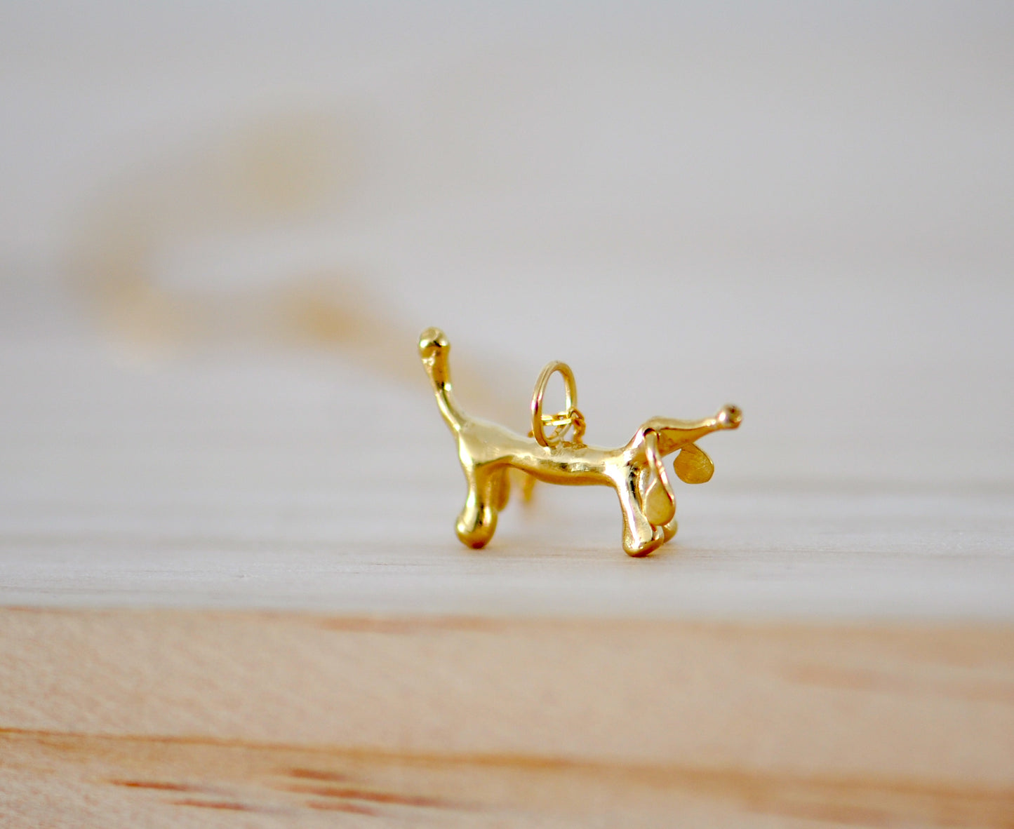 Whimsical 14k Gold Dachshund Charm Necklace