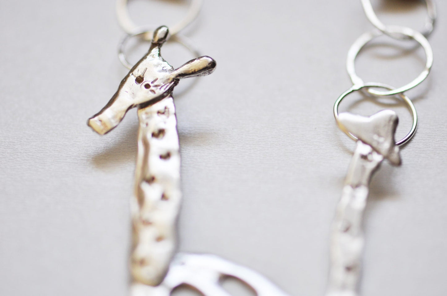 Articulated Giraffe Pendant Necklace In Sterling Silver