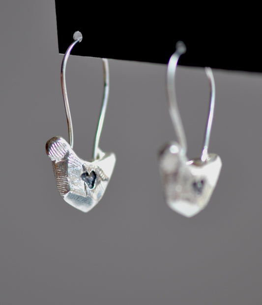 Graceful Bird Charm Earrings In Sterling Silver