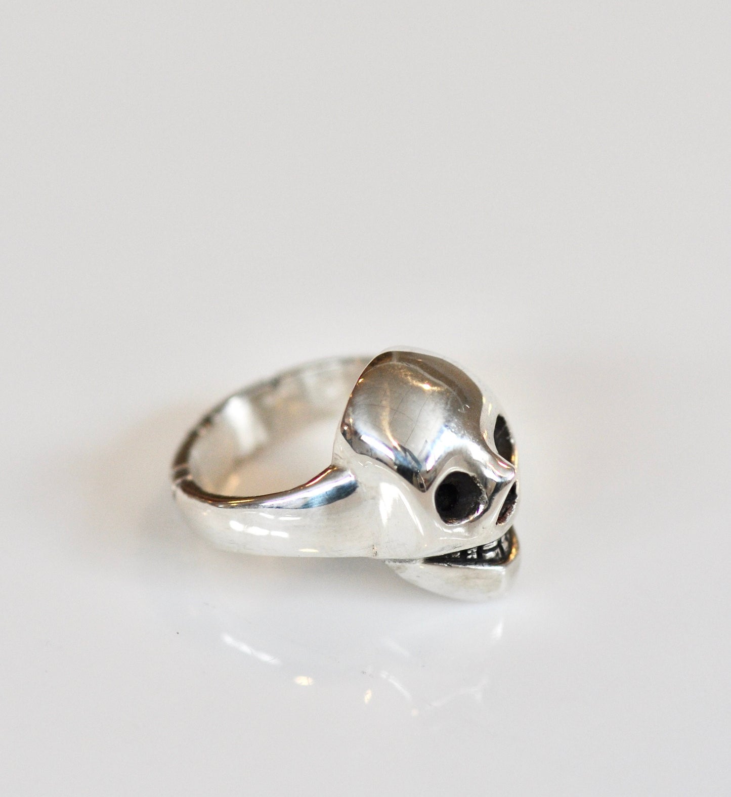 Grinning Skull Design Sterling Silver Ring