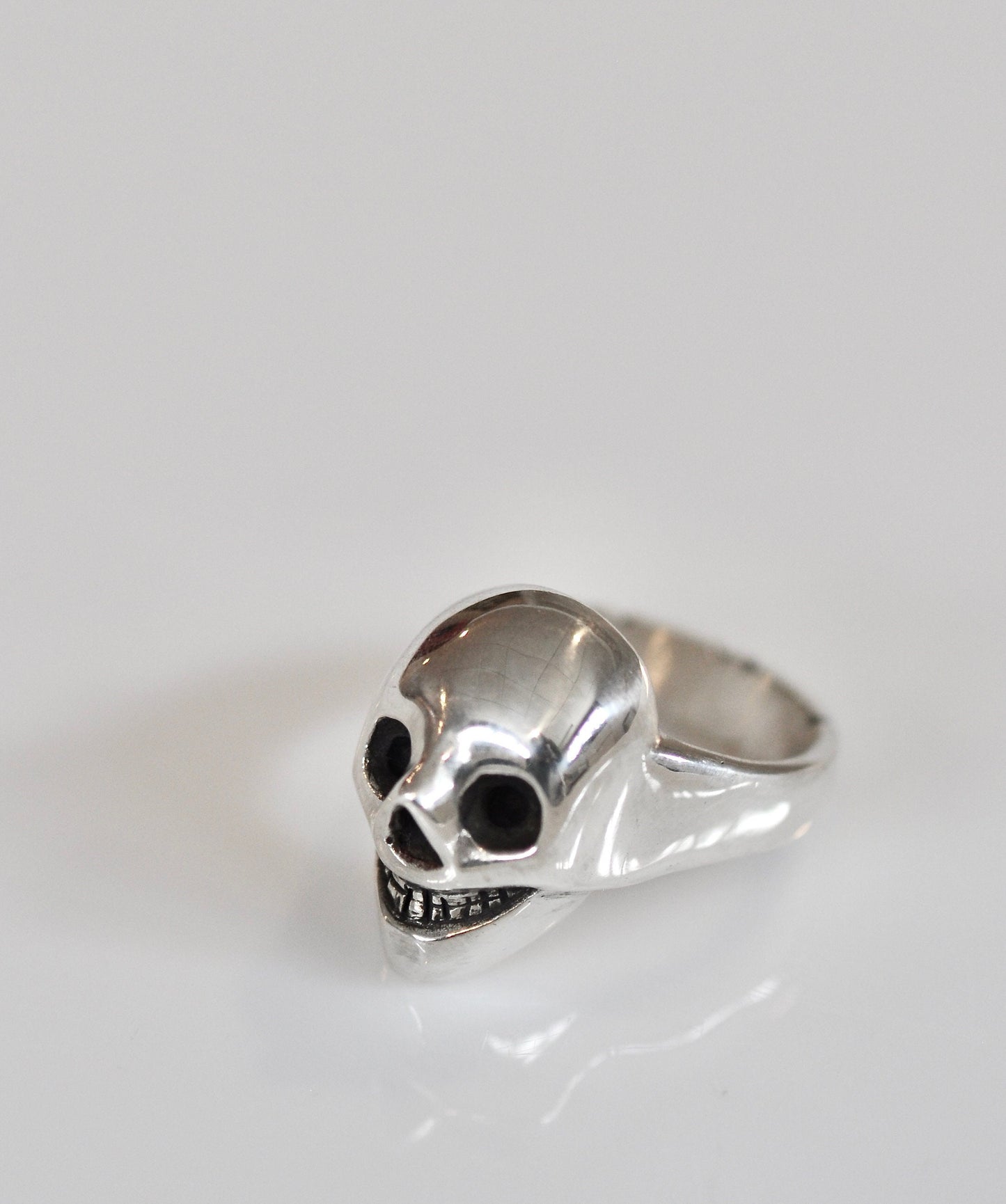 Grinning Skull Design Sterling Silver Ring