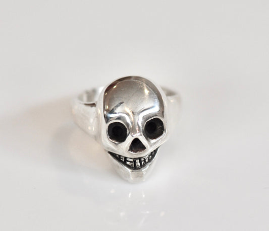 Grinning Skull Design Sterling Silver Ring